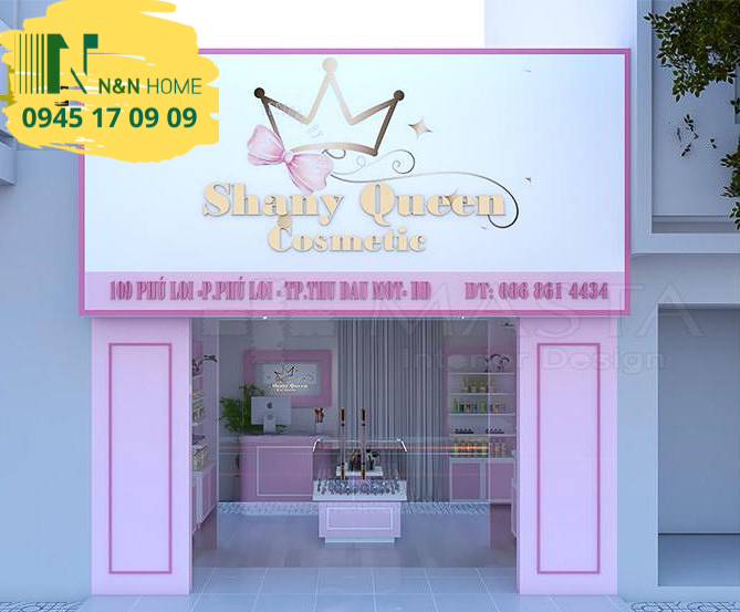 Thiết kế shop mỹ phẩm Shany Queen Cosmetic tại Bình Dương