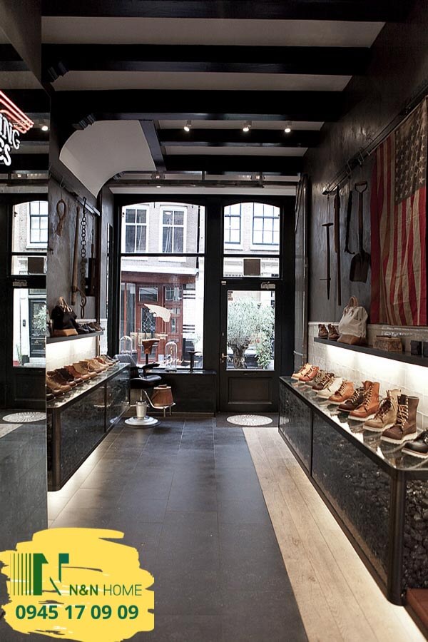 Thiết kế shop giày dép nam Red Wing cá tính ở quận Thủ Đức - TPHCM