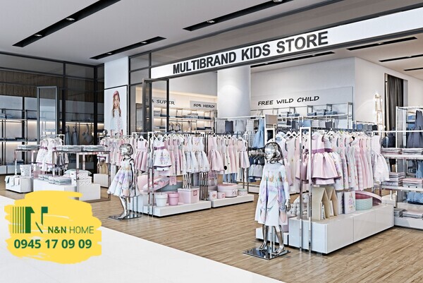 Thiết kế cửa hàng thời trang Multibrand Kid Stores của anh Thiện tại quận 5 